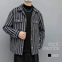 ステンカラーコート メンズ ストライプオーバージャケット 春 セール ミドル ビジネス ショート丈 秋 チェスターコート 40代 ウール 厚手 