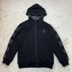 良品 HYDROGEN ハイドロゲン リバーシブル パーカー メンズ M相当 カモフラ柄 ブラック グレー スウェットパーカー スカルプリント ドクロ 迷彩柄 ジップアップ フルジップ