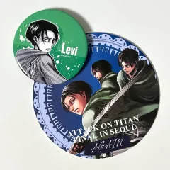 進撃の巨人 進撃の展示会 リヴァイ エレン ミカサ 缶バッジ コースター