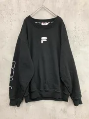 FILA フィラ FH7574-B 袖プリント 裏起毛 トレーナー スウェット sizeL/黒 ◆■ メンズ