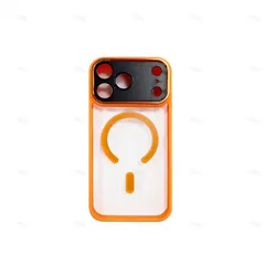 iPhone 15 16 17 シリーズ対応 ケース MagSafe 対応 一体型カメラレンズ保護 透明バック オレンジ
