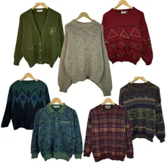 古着卸　古着まとめ売り　ニット　セーター　カーディガン　ニットポロシャツ　総柄　アースカラー　アメカジ　ストリート　90s イタリア製　7着