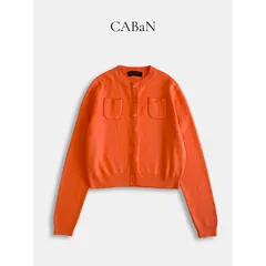 CABaN キャバン コットンカシミヤ クルーネックカーディガン オレンジ XS トゥモローランド