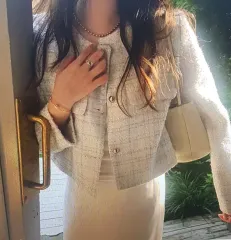 (海外配送) ツイード クロップド ジャケット