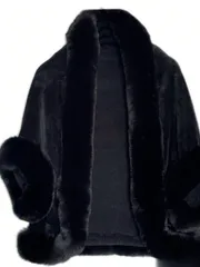 ファッショナブル新作 レディースハイエンドフェイクチンチラファー マントスカーフベスト カーディガン風 リボンアクセント 高貴な気品 エ