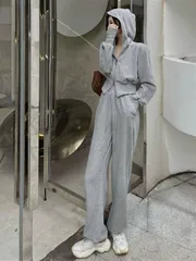 レディース上下セットアップ 春秋 ジャージスウェット スポーツ・トレーニングウェア ゆったりフィット 体型カバー おしゃれカジュアル