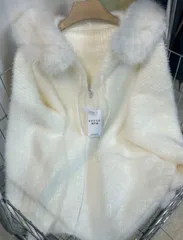 2025 秋冬新作 レディース フリースフード付き ニットカーディガンアウター ルーズフィット 保温性 ストレッチ レイドバック & スイー