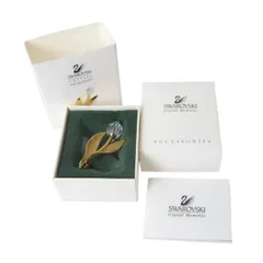 Swarovski スワロフスキー フラワーモチーフ チューリップ ブローチ クリア×ゴールド 箱、小冊子 NT 美品 ABランク