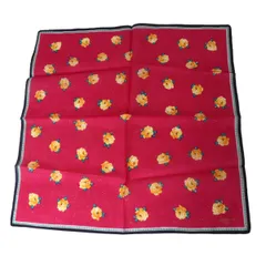 ungaro ウンガロ 花柄 ハンカチ ローズ、オレンジ 綿 41×41(cm) NT 美品 ABランク