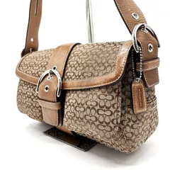 【良品】 Coach Vintage y2k Signature Medium Soho Flap Shoulder bag Brown Tan コーチ ショルダーバッグ ハンドバッグ アクセサリーポーチ キャンバス シグネチャー ベルト ブラウン 茶