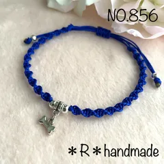 ハンドメイド　ミサンガ　アンクレット　ブルー　ボーンチャーム　レディース　メンズ