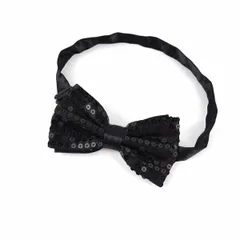 蝶ネクタイ ボウタイ スパンコール ブラック 11.5cmX6.5cm パーディー フォーマル コスプレ 結び方 結婚式 着こなし おしゃれ メンズ レディース キッズ バタフライタイ 優しい プレゼント ボウ