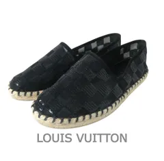 美品 LOUIS VUITTON ルイヴィトン エスパドリーユ スリッポン フラットシューズ ダミエ スパンコール メッシュ ラウンドトゥ ブラック サイズ34 約21.5㎝ レディース 古着 中古