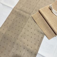 ☆【美品】夏着物 夏大島紬 涼しげな正絹ベージュ 紬 着物 横段模様