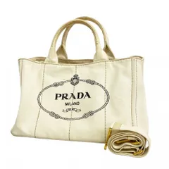 プラダ(Prada) プラダ ハンドバッグ カナパ キャンバス ホワイト  2wayバッグレディース