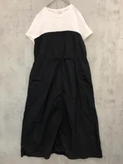 OPAQUE.CLIP オペーク ドット クリップ 異素材 切り替え ナイロン ロング ドッキング ワンピース size40/L/白×黒 ■◆ レディース