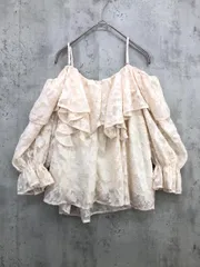 MAJESTIC LEGON マジェスティックレゴン オフショル シアー ジャガード フリル ブラウス シャツ sizeM/アイボリー ■◇ レディース