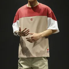 Tシャツ メンズ カジュアルビッグTシャツ 春 7分袖 Vネック カジュアル ブランド ロング ワッフル おしゃれ 肌着 シャツ 人気 コットン ジ