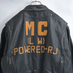80〜90s KADOYA カドヤ ニューコンセプター POWERED RJ レザージャケット パッチカスタム ライダース ジャパンヴィンテージ 本革 ビンテージ 古着 メンズLサイズのサムネイル