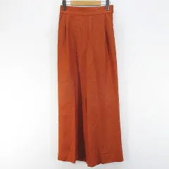 B&Y ユナイテッドアローズ BEAUTY&YOUTH ビューティー&ユース ロング丈 ワイドパンツ S オレンジブラウン 無地 サイドジップ タック