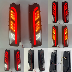 【送料無料】トヨタ ハイエース/HIACE 200系 2005～2018年式対応 LEDテールランプ 左右セット ブレーキ/スモール/バック連動 シーケンシャルウインカー 流れる点滅 赤導光×ブラックカバー 12V12W ABS+LED 視認性アップ 交換用