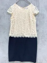 OPAQUE.CLIP オペークドットクリップ レース 切替 ワンピース sizeS/アイボリー×黒 ■◆ レディース