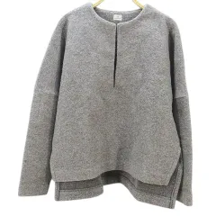 グリーンレーベルリラクシング ユナイテッドアローズ green label relaxing 長袖 プルオーバー ニット グレー系 フロントホック フィッシュテール サイドスリット