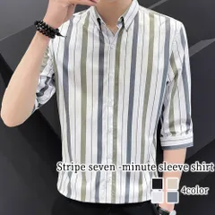 シャツ メンズ ストライプ七分袖シャツ 秋 フォーマル おしゃれ しわになりにくい オシャレ 大きいサイズ ブランド 白 カジュアル 派手 イ