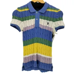 ポロラルフローレン POLO RALPH LAUREN ポニー刺繍 コットン マルチボーダー ニットポロシャツ レディース import：XS 