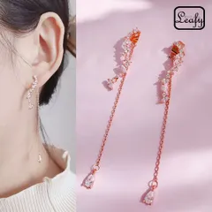 ピアス チェーン ロング ジルコニア ピンクゴールド 小顔効果 華やか レディース プレゼント ギフト バレンタイン ホワイトデー 卒業式 入学式 新生活 お呼ばれ パーティー 二次会 普段使い お出かけ 上品 大人可愛い 輝き 揺れる