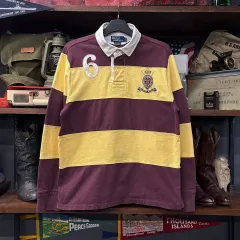 90s ポロ ジャパン LINE ナンバリング 刺繍 パッチ ストライプ PK ラグビーシャツ N320