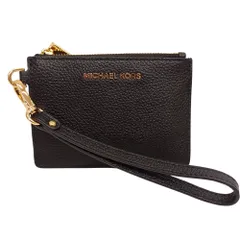 【美品】MICHAEL KORS マイケルコース JET SET コインパース スモール パスケース カードケース ポーチ ブラック レザー 取っ手取り外し可　【中古】JA-26034