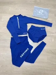 ゼクシィミックス レディース 水着 ブルー ラッシュガード+ウォーターレギンス+ショーツ 3ps セット s xs