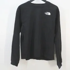 ザノースフェイス THE NORTH FACE 長袖 カットソー 160 黒系 ブラック ロゴ プリント クルーネック