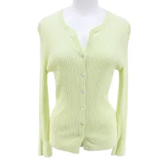 ユナイテッドアローズ UNITED ARROWS 長袖 カーディガン ニット 黄 イエロー系 リブ 無地