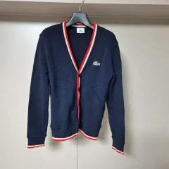 66) Lacoste ラコステ 刺繍 ロゴ ウール ニット カーディガン