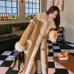 リバーシブル着用】ホワイトファーコート ダブルブレスト - メルカリ