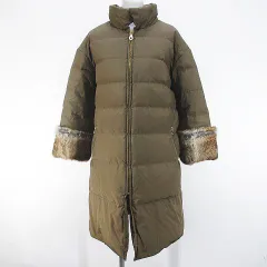 【中古】ノーブル NOBLE ダウンコート ロング丈 36 ブラウン 無地 ラビット ファー ダブルジップ 裏地 レディース ノーブル NOBLE ダウンコート ロング丈 36 茶系 ブラウン 無地