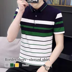 ポロシャツ メンズ ボーダー半袖シャツ 半袖 シニア スポーツ 襟付き 着こなし ブランド 薄手 ロング ゆったり 夏 ウェア 七分袖 60代 涼し