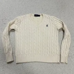 POLO RALPH LAUREN ポロラルフローレン アイボリー Vネック ケーブル ニット レディース s
