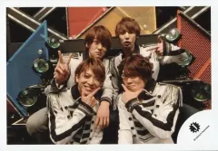 【中古】生写真(ジャニーズ) ジャニーズJr./集合(4人)森継亮太・原嘉孝・目黒蓮・寺西拓人/横型・衣装白.黒・右手ピース・親指と人差し指立て/公式生写真