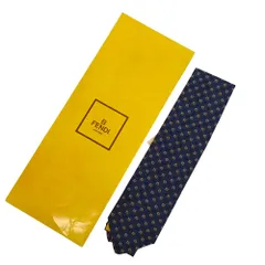 FENDI フェンディ ネクタイ ネイビー 未使用 長期保管品 総柄 ビジネス タグ付き JA-26