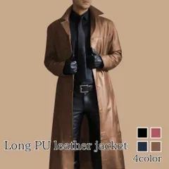 ライダースジャケット メンズ ロングPUレザージャケット 黒 40代 ブルゾン 厚手 ブランド レザー 冬 50代 秋 おすすめ ダブル スエード お