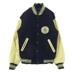 J.PRESS ジェイプレス 長袖 袖レザー スタジャン M ネイビー 牛革 メンズ 古着