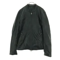 TAKEO KIKUCHI タケオキクチ 長袖 レザー シングルライダースジャケット XL ブラック 羊革 メンズ 古着