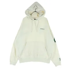 RVCA ルーカ 裏起毛 ロゴ ツートンカラー 長袖 パーカー S ホワイト メンズ 古着