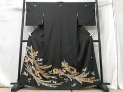 平和屋着物■豪華黒留袖　作家物　駒刺繍　束ね熨斗花文　金彩　正絹　逸品　CABB3060xe