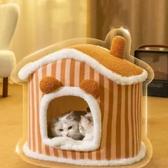 猫 犬 ベッド　ペットベッド ふわふわ　暖か もこもこ　キャット　ペット用品 ペットハウス　滑り止め　クッション マット柔らかい　秋冬　