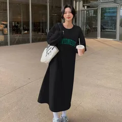 ワンピース 裏起毛 ロングワンピース 長袖 秋 ロング丈 冬 マキシワンピース きれいめ レディース カジュアル 体型カバー 着痩せ マタニテ