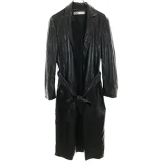 ZARA ザラ フェイクレザー ロングコート M ブラック レディース 古着